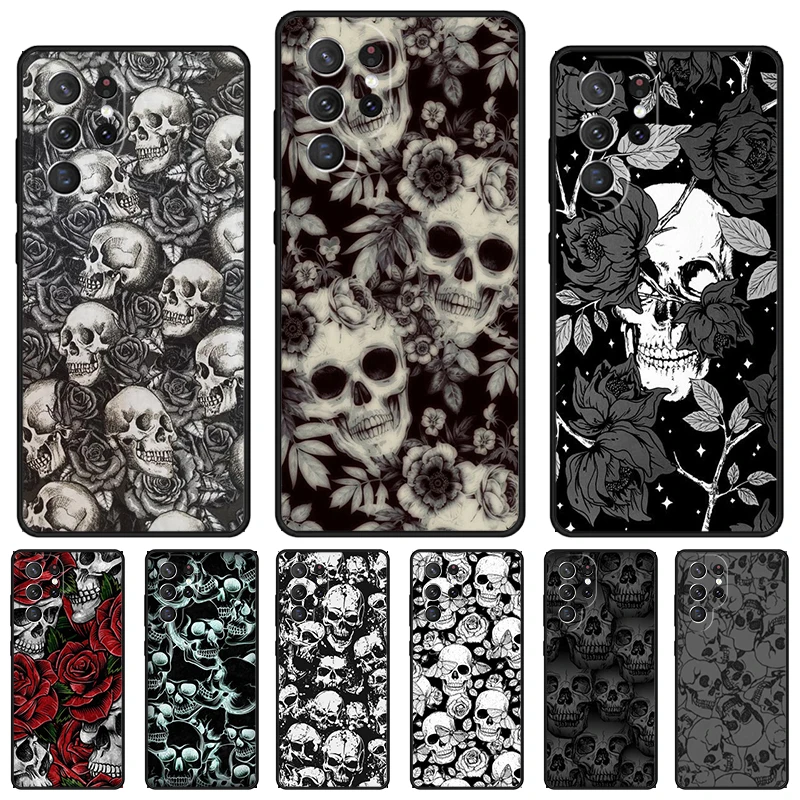 Cool Skull Gothic phone case For Samsung Galaxy S24 S23 S22 Ultra Note 10 20 Plus S8 S9 S10 S20 S21 FE Cover