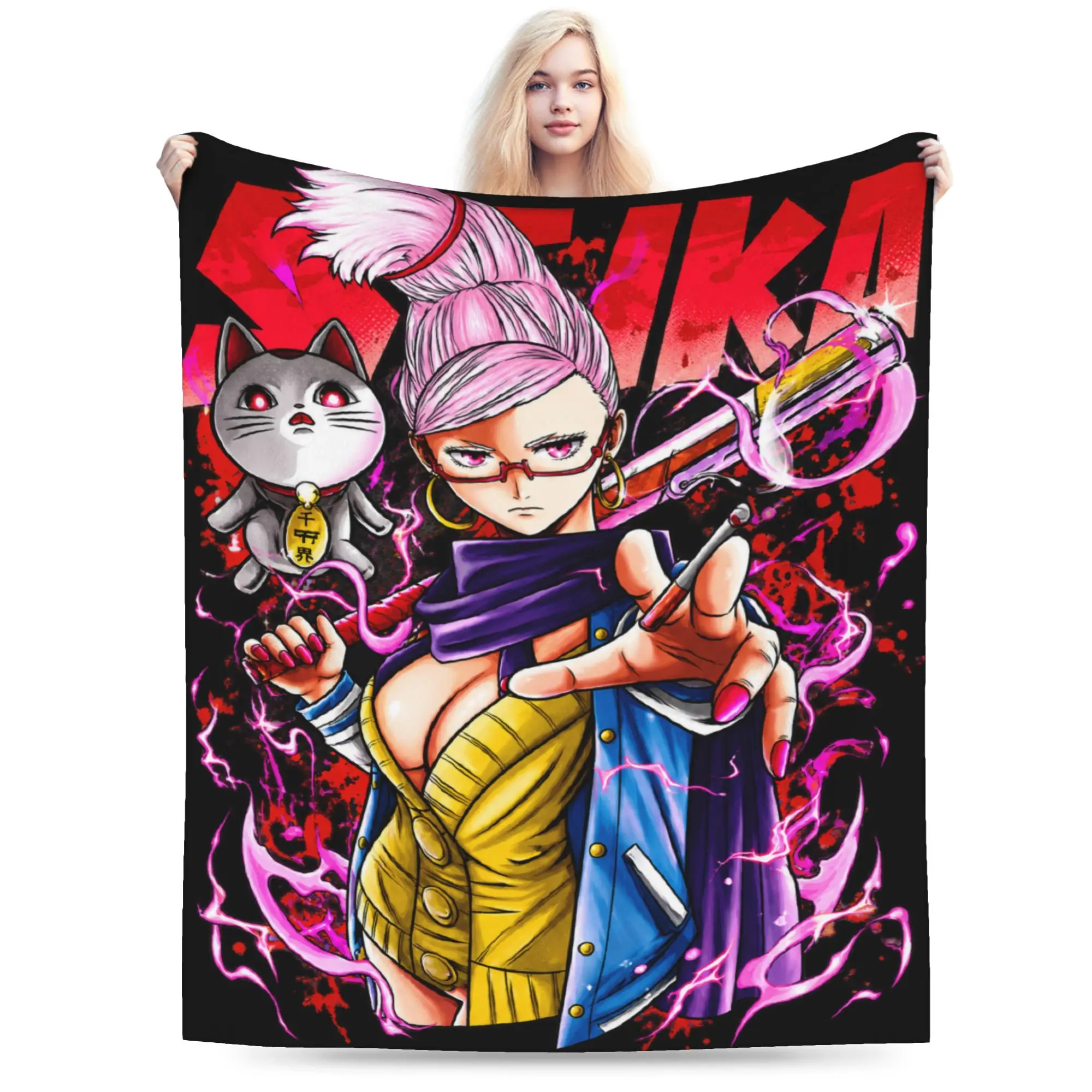 Seiko Ayase Turbo Granny Medium Manga Flannel Blanket Dandadan Anime Warm Soft Throw Blanket for Couch Bed Bedspread Bed Cover