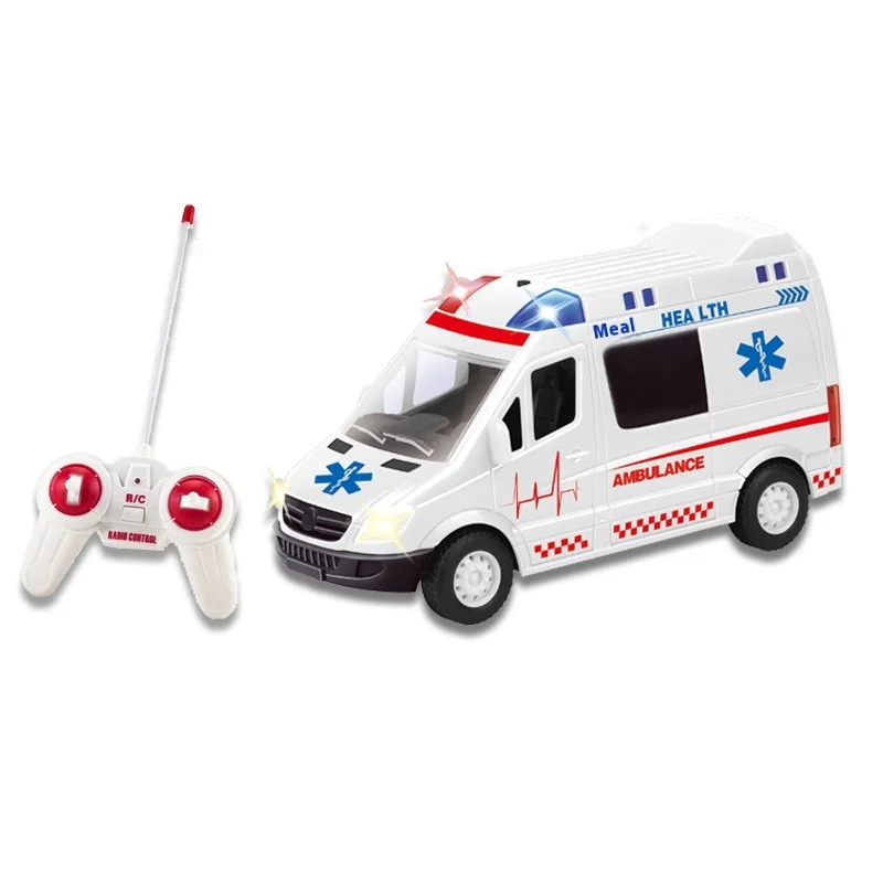 1: 20 4ch Rc ambulanza giocattolo auto simulazione musica leggera camion dei pompieri modello di veicolo di salvataggio regalo per i bambini