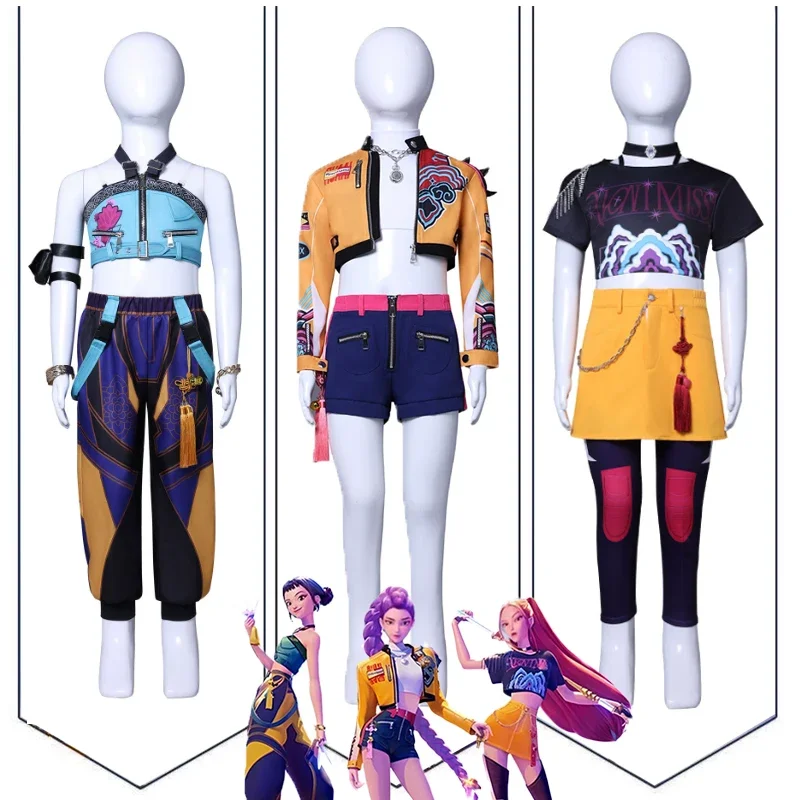 Fantasia KPop Rumi Zoey Cosplay niñas Demon Hunter Disfraz niños 100-150cm juego de rol Idol Halloween carnaval ropa