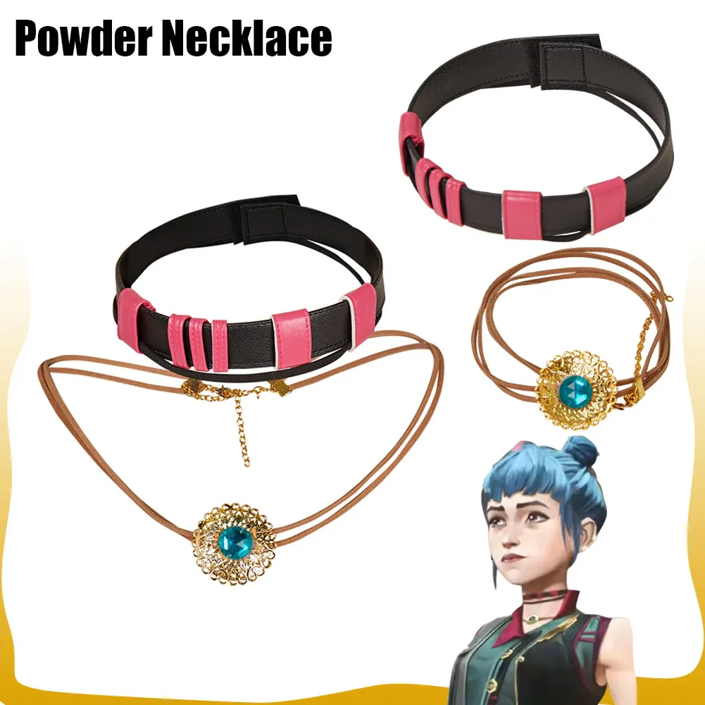 Déguisement Arcane Jinx Powder Necklace, 2024 Game, LoL TV 2 Cosplay Costume Accessrespiration, Roleplay Dam Party Gifts for Adult Women