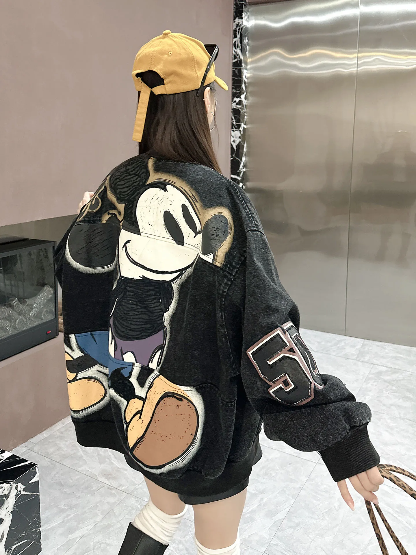 

Loose Oversized Denim Jaet Faionable Youthful Lazy Sle American High Street Baseball Suit Cotton Blend Ladies Coat