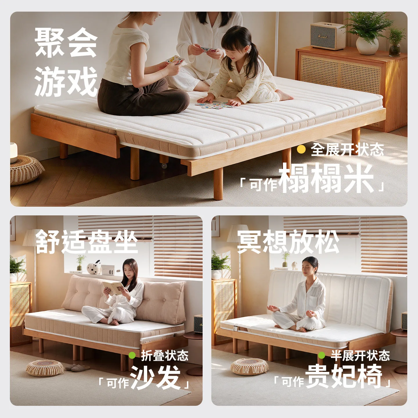 DSA all solid wood beech bed dual-purpose folding pull-out bed small apartment room second bedroom pull-out retractable bed