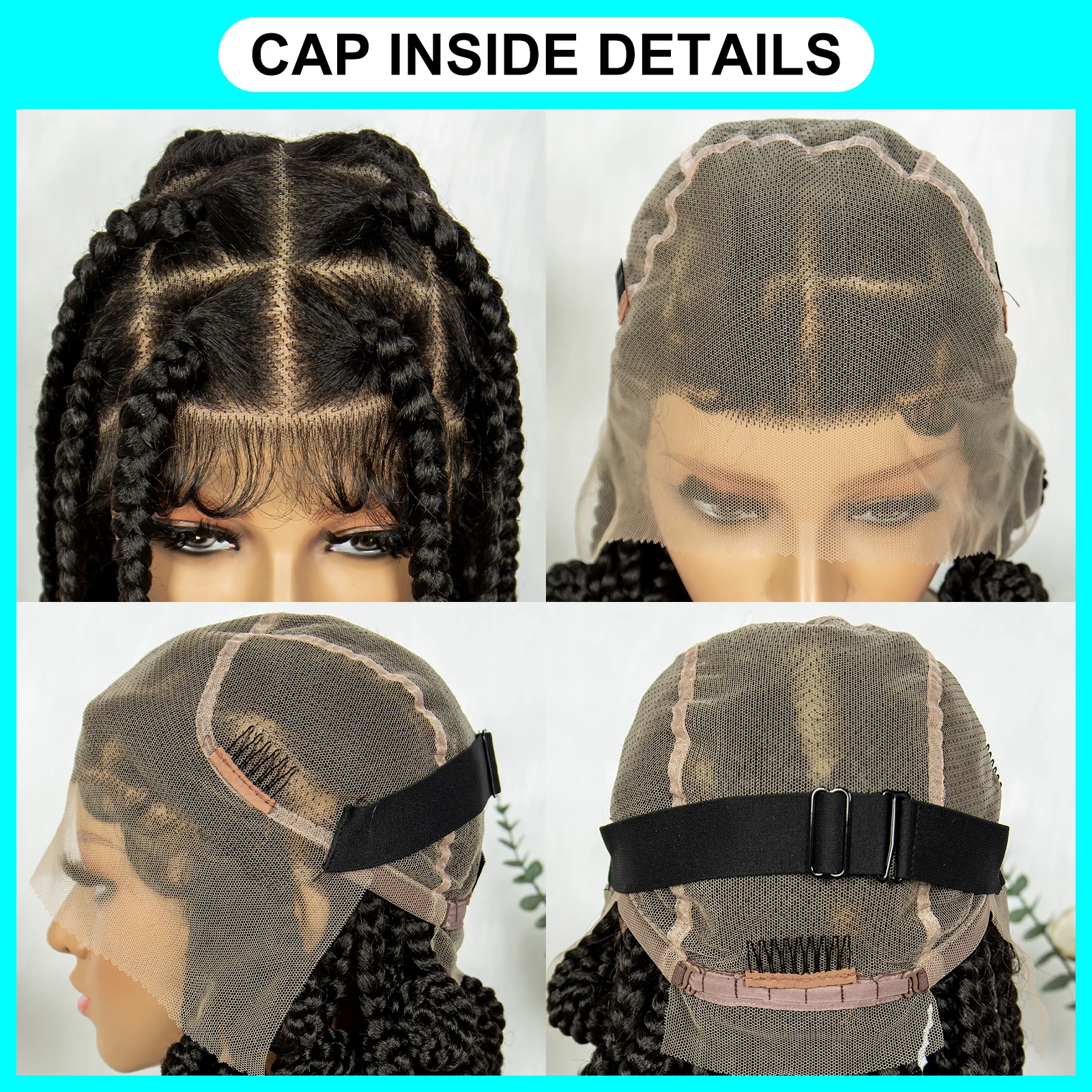 Synthetic Full Lace Braided Wigs Handmade Bantu Braided Lace Wig Knotless Lace Frontal Braids Wig with Baby Hair for Black Women