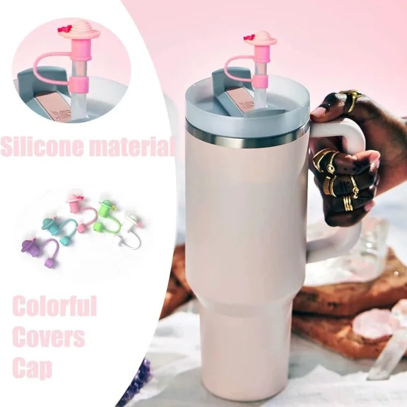 Hot Style 10mm Cute Silicone Straw Cap for Car Cup Butterfly Pendant Ice Master Water Cup Accessories Suitable for & 20 30 40 Oz