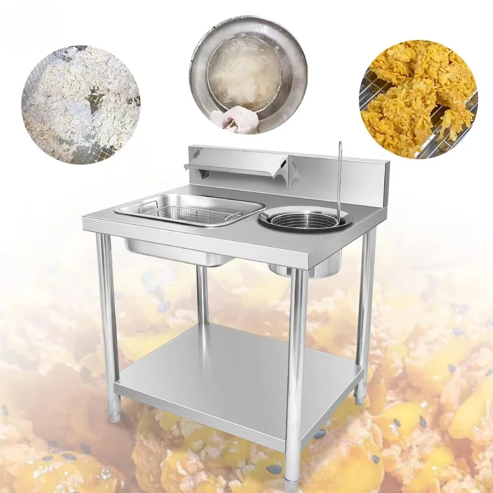 

Commercial fried food preparation table catering workbench with off-shelf fried chicken grilled fish station