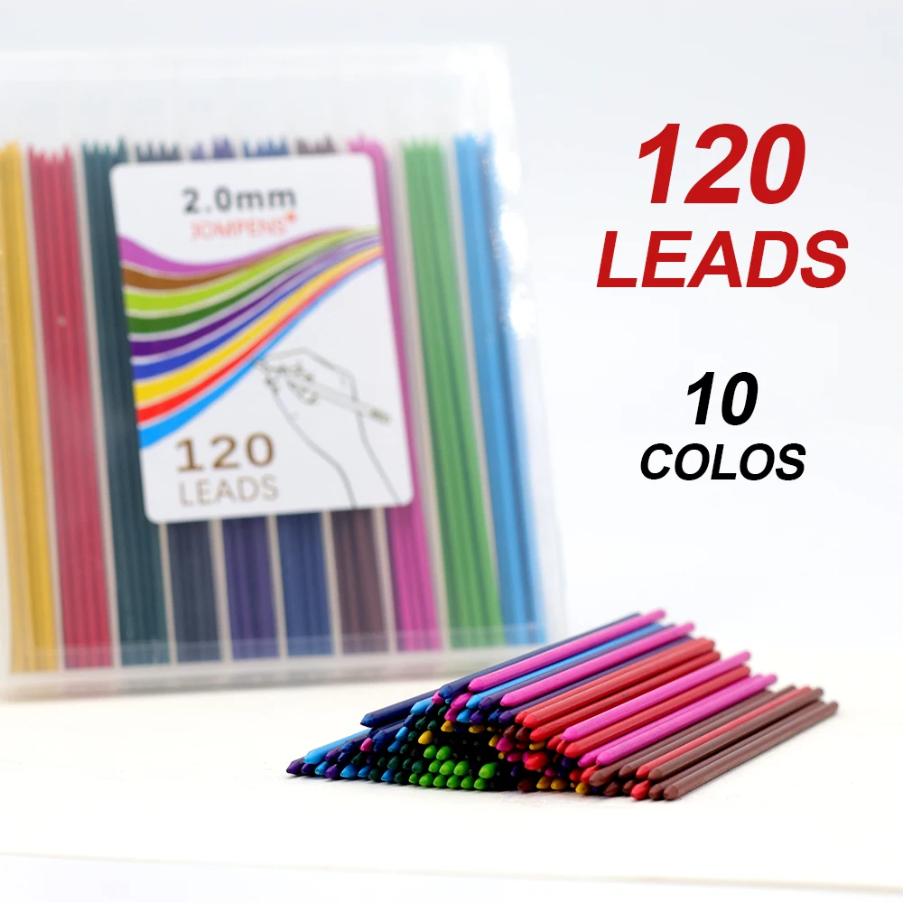 Neue 1Box Großpackung Mechanische Bleistiftmine 2B 2,0MM 10 Farben Austauschbare Mine Automatischer Bleistift Schreib- und Zeichenzubehör – Detail 6