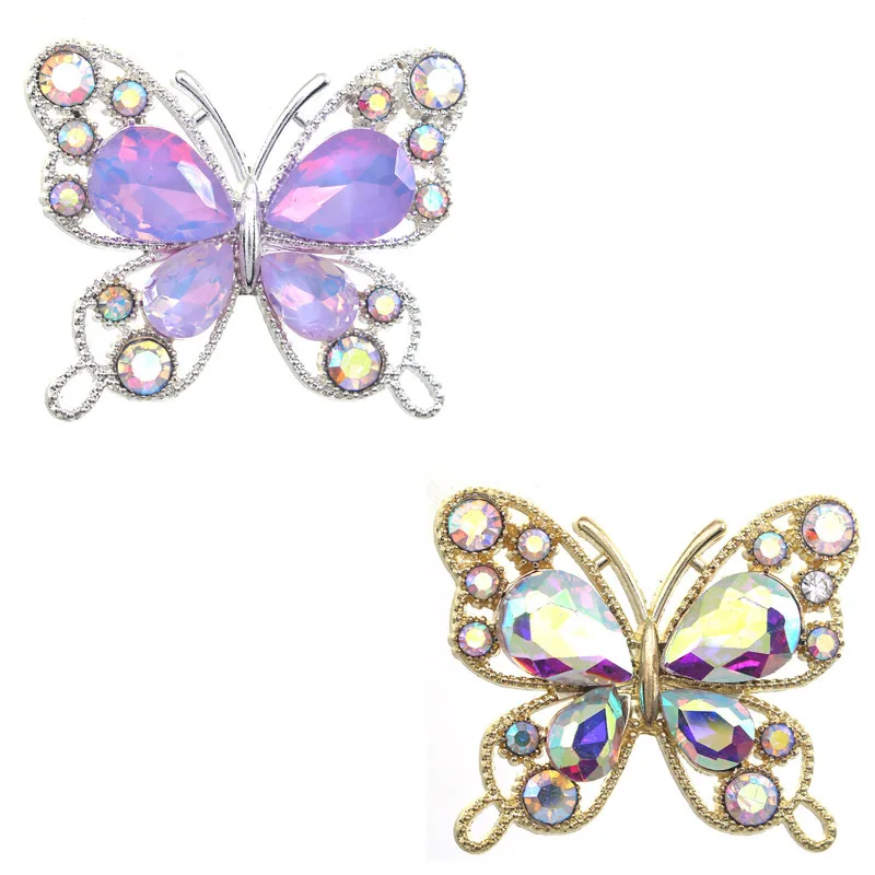 New 5PCS33 * 40mm Alloy Colored Glass Butterfly DIY Jewelry Accessories, Clothing And Hair Accessories, Decorative Materials