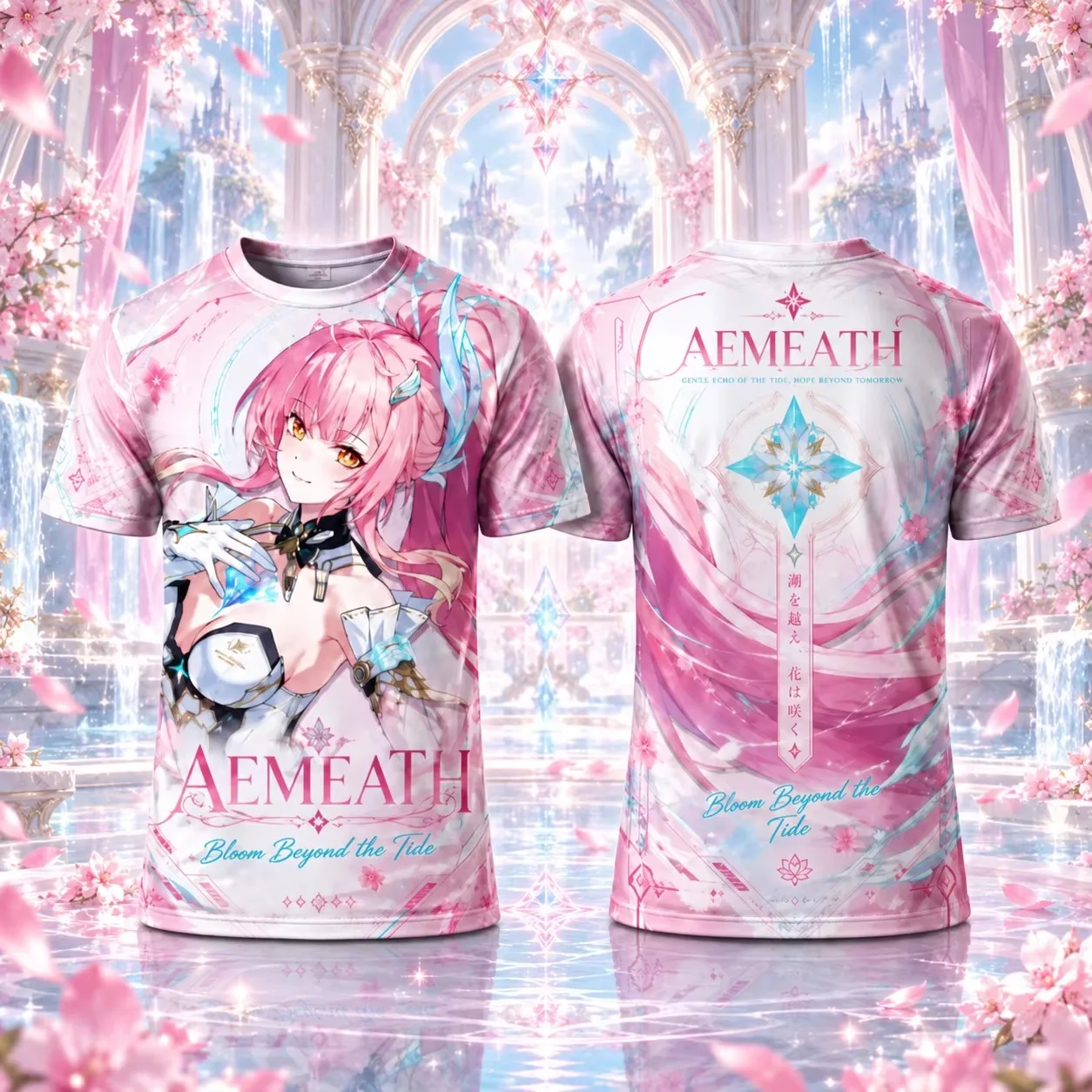 Y2K Wuthering Waves Character Aemeath 3D Print Short-sleeved T-shirt Anime Game Tee T Shirt for Men Anime Clothes Women's Tee