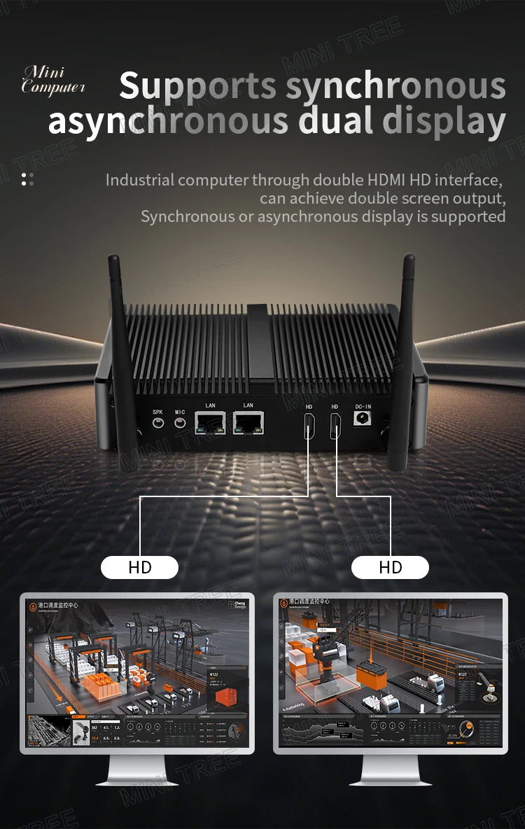 Intel N100 Industrial Mini Computer 2xRS232 COM Dual HD Network Windows Celeron J6412 Fanless Mini PC Home Office Commercial Use