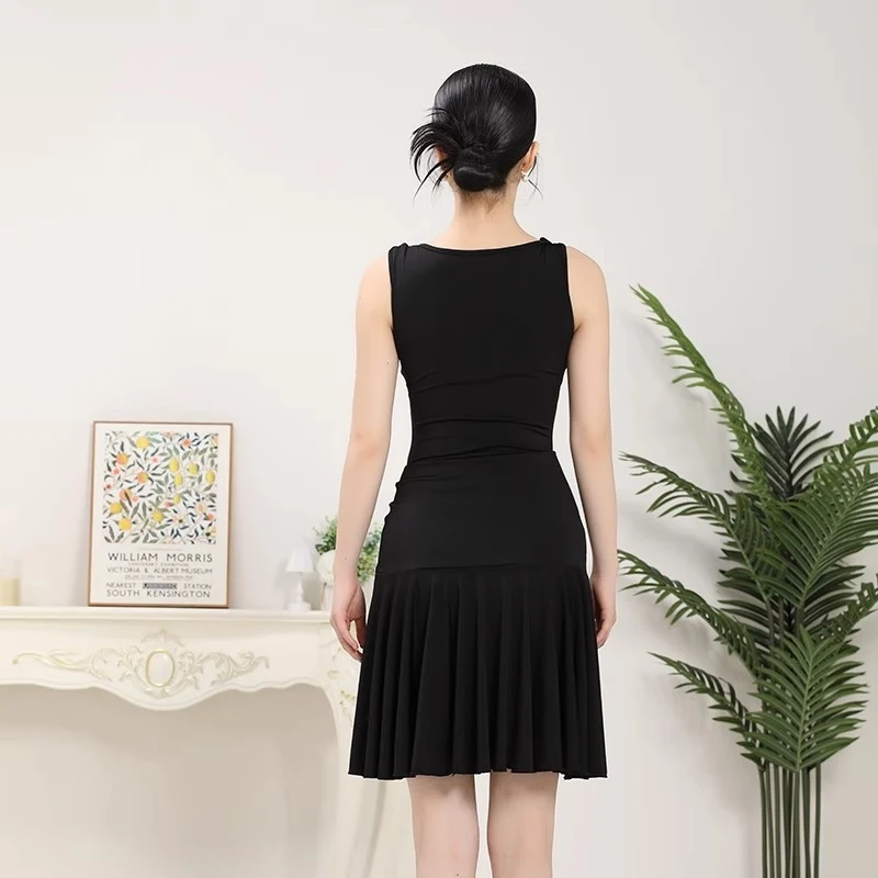 Women Latin Dance Performance Dress Sleeveless Top Skirt Samba Chacha Tango Practice Clothes Female Latin Stage Wear DN21281