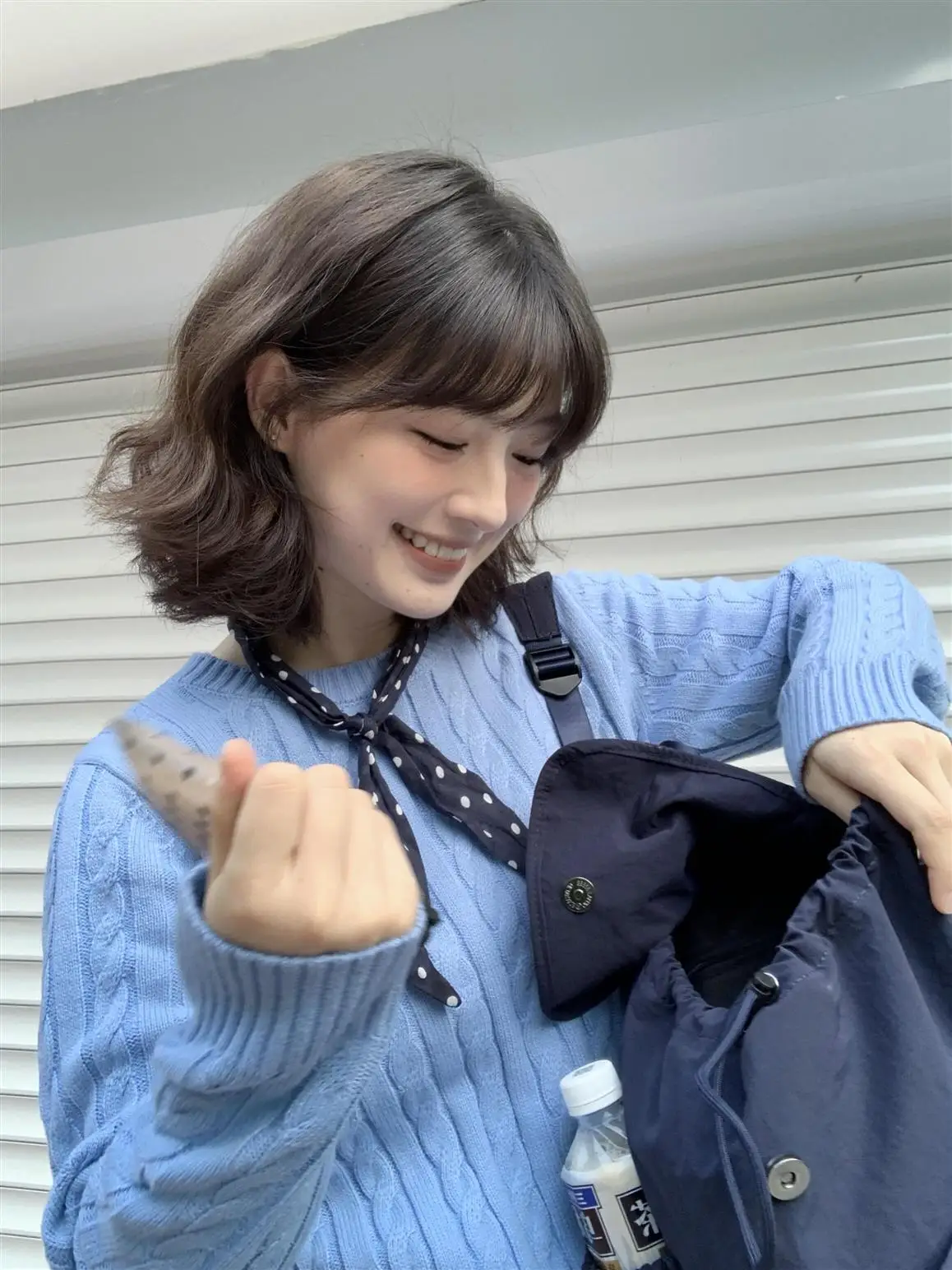 الكورية كلية Sle ريترو تويست الأزرق جولة Ne سترة المرأة الخريف الشتاء كسول تصميم عارضة أعلى محبوك طويل S...