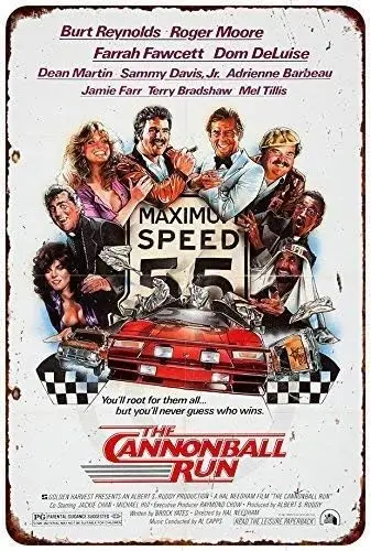 Kexle Blechschild „The Cannonball Run“ Filmplakat Vintage-Reproduktion aus Metall – Aluminium