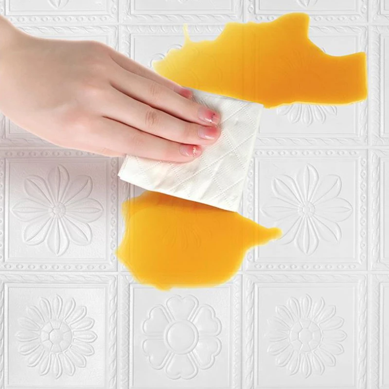 Pastoral Style Self-adhesive Foam Wall Sticker 3D Flower Prints Moisture-proof Bedroom Living Room Wall Decals Warm Background