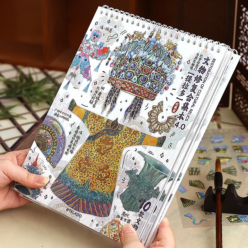 Kawaii cultural relic restoration 3D Flower Crown Landscape Sticker book DIY Pocket Cabin Scene Christmas gifts ﻿