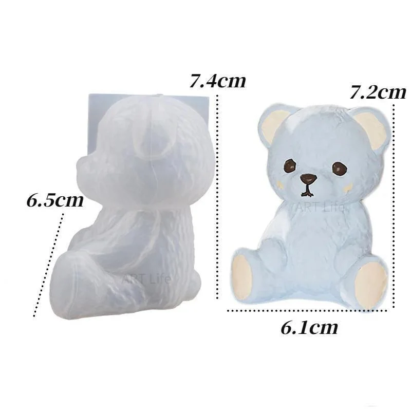 Diy Smiling Teddy Bear Silicone Candle Mold 3D Animal Soap Resin Craft Plaster Making Kit Handmade Ice Cube Mold Home Decor Gift