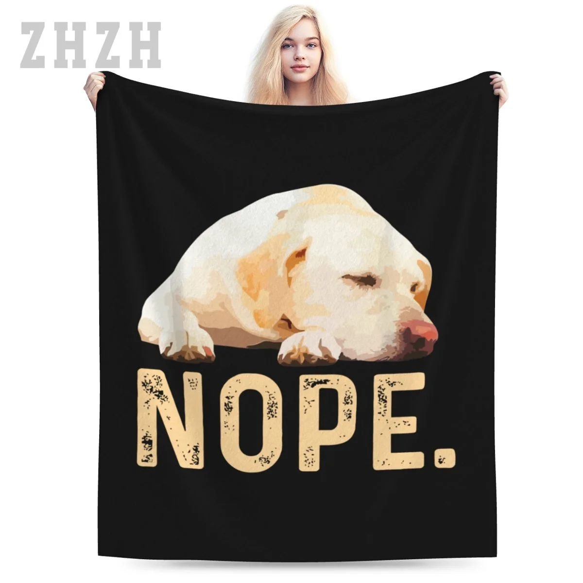 Blanket Nope Lazy Labrador Retriever Dog Lover Gift Flannel Multifunction Camping Sofa Cover Keep Warm