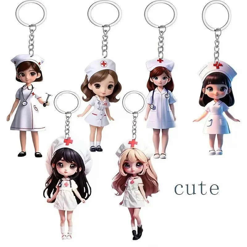 1pc Cute Nurse Keychain Pendant Acrylic Backpack Decoration Bedroom Thanks To Doctor's Gift Medical Student Daily Outfit 2026