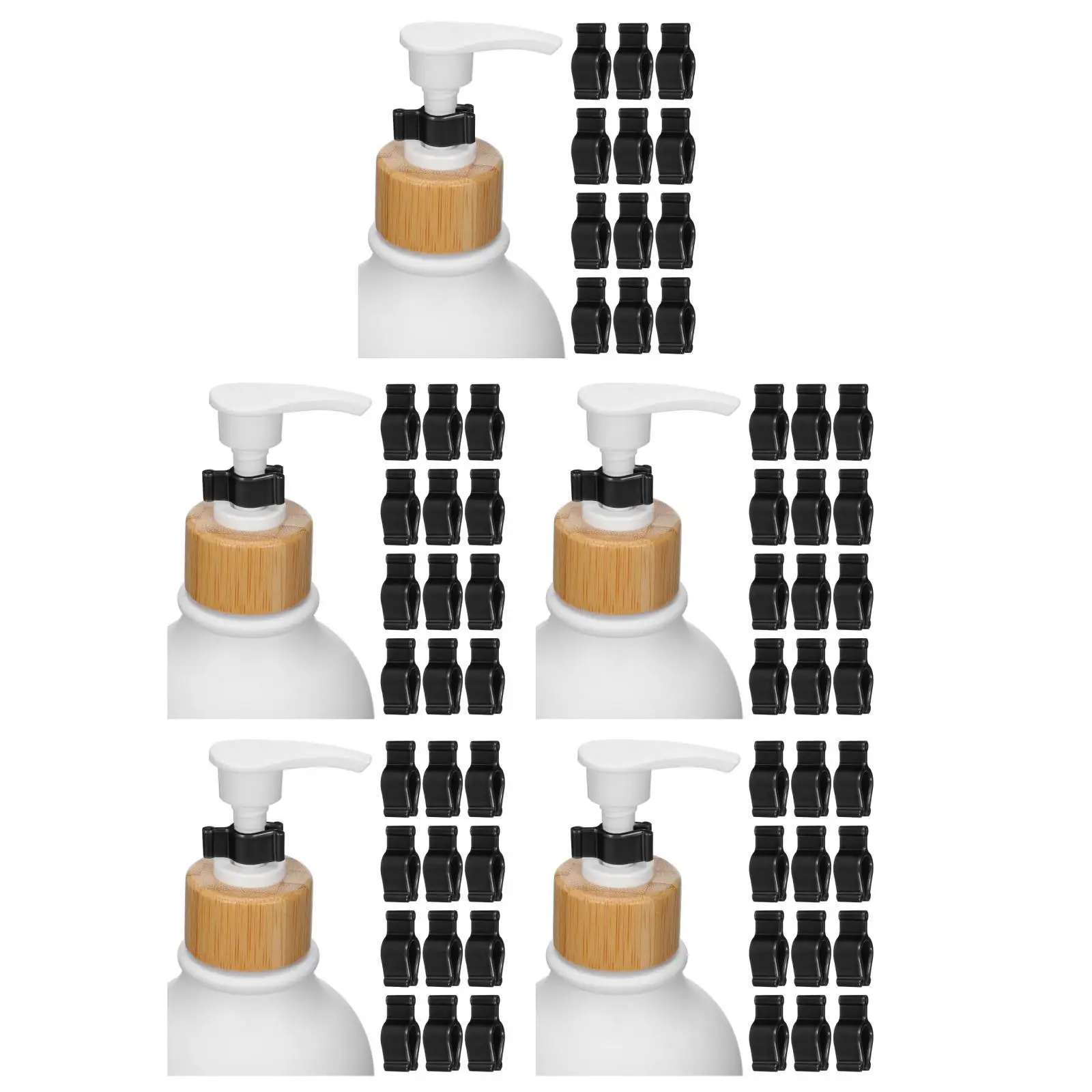 5pcs 5 Pack Travel Shampoo Bottles Dispenser Pump Collar Clips for Leakproof Lotion Locks Black Head Parts