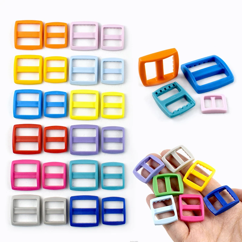 10/20/50Pcs 10/15/20/25mm Plastic Ring Buckles for Backpack Straps Slider Tri Glide Adjust Buckle Webbing Belt Clasp Supplies