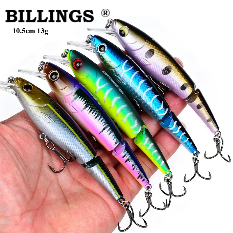 BILLINGS 1 Stück Zweiteiliger Bionischer Köder Minnow-Köder 10,5cm 13g Blutrillenhaken Dreifachhaken Mehrteiliger Kunststoffköder