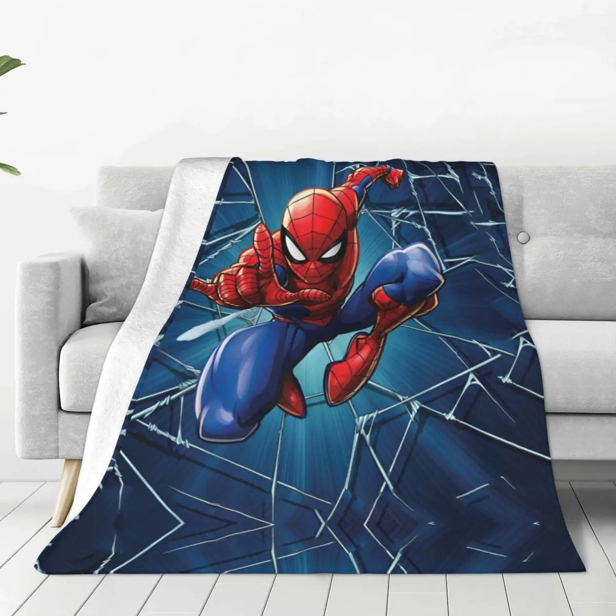 Spider Man Web Shooting Leap Poster Blankets Warm Soft Funny Plush Throw Blanket For Kids Bedroom Flannel Bedspread Bed Cover