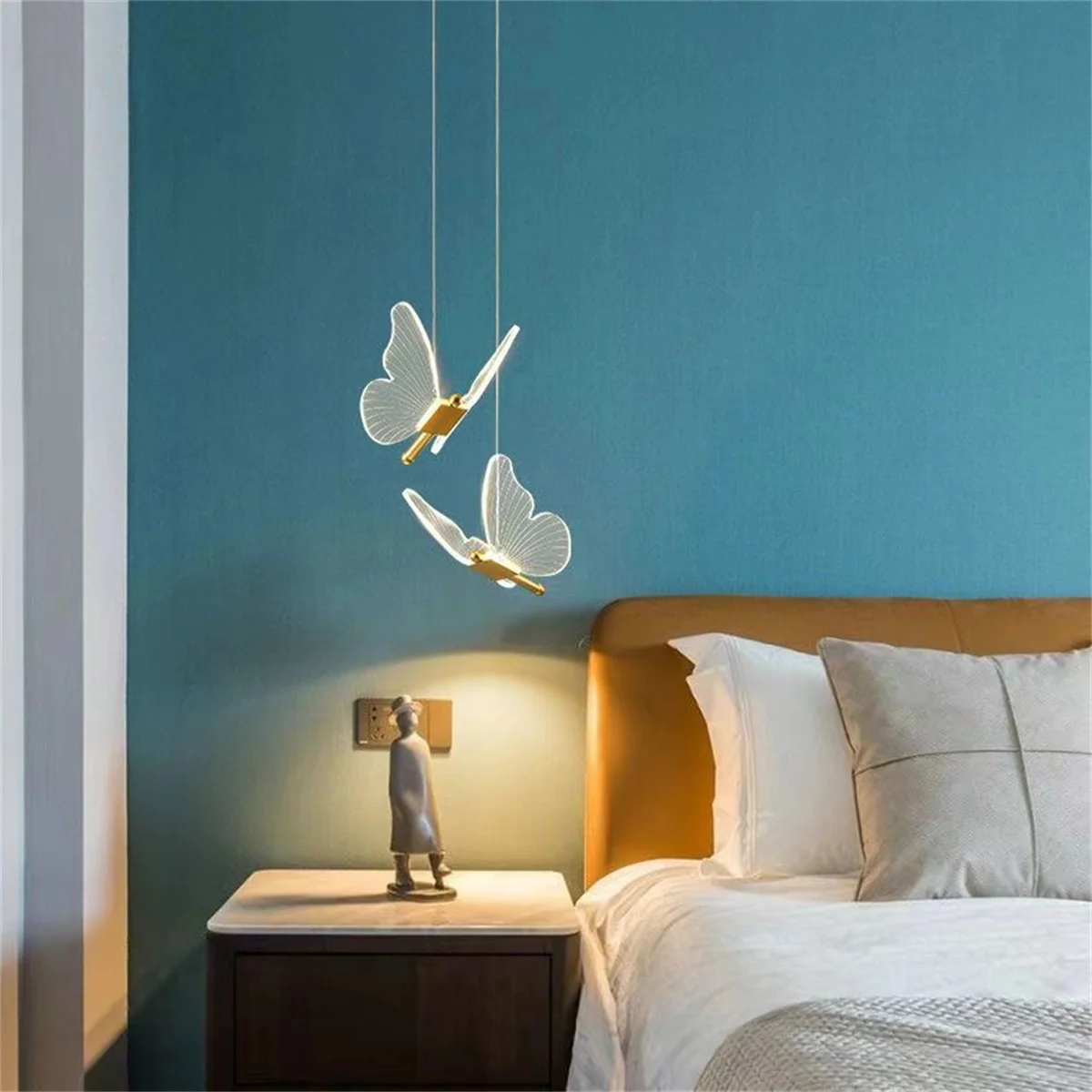 Bedside Butterfly Chandelier Art Mini Chandelier Bedroom Home Decor Bedside Lamp Modern Simple Study Room Art Lamp