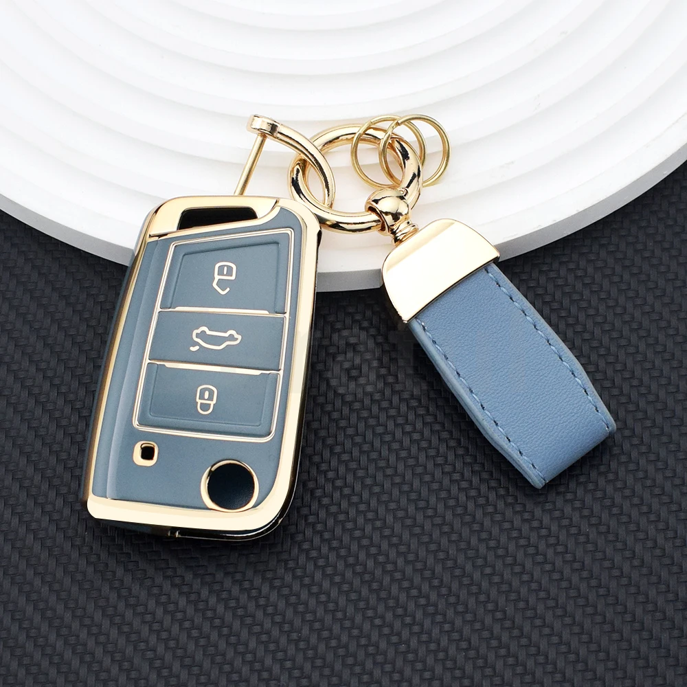 بولي TPU سيارة بولي يوريثان للطي مفتاح غطاء قذيفة لشركة فولكس فاجن فولكس فاجن MK7 GTI 7 جولف 7 جولف R سكودا اوكتافيا A7 مقعد حقيبة حامل حامي