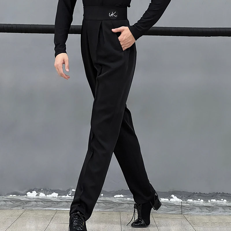 

High End Customized Men Latin Dance Pants For Men Chacha Rumba Tango Ballroom Dance Pants Adult Latin Competition Pants DQS17195