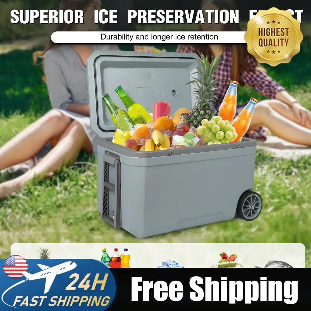 

70L Wheeled Cooler 30 Percent Lighter Than Rotomolded Portable Car Wheel Insulator Plastic Cooler Box for Beach Beverage Camping