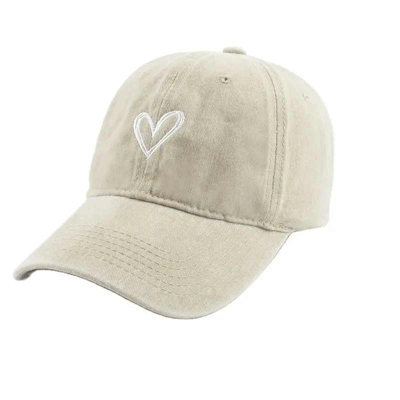 Fashion Outdoor Sport Baseball Caps For Men Women Love Heart Embroidery Snapback Cap Washed Cotton Dad Hat