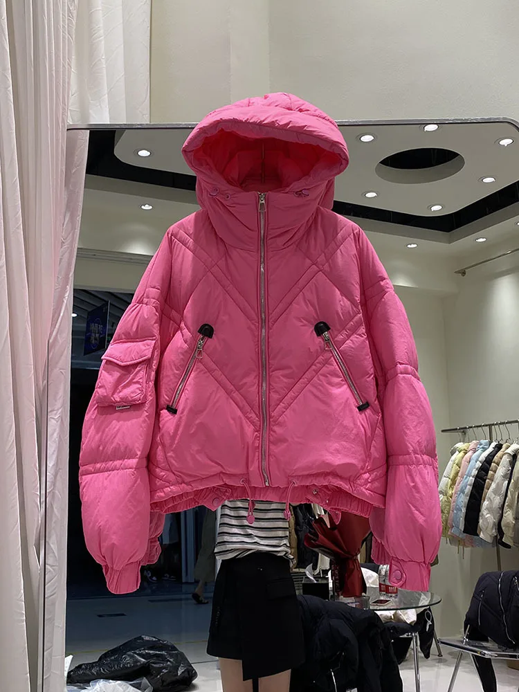 90% 2023 cappotto invernale da donna di alta qualità parka in piumino d\'anatra bianco femminile spesso caldo antivento sciolto piumino oversize