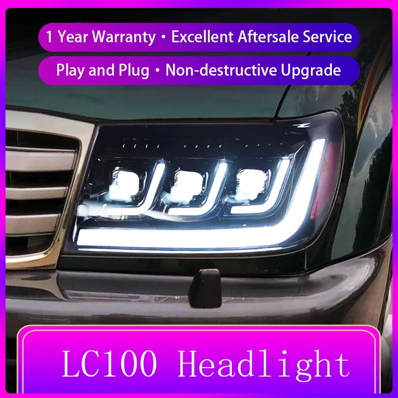 Accessories for Vehicles For Toyota Land Cruiser LC100 FJ100 4700 1998-2007 Front Light DRL Head Lamp Car Upgrade LED Headlight