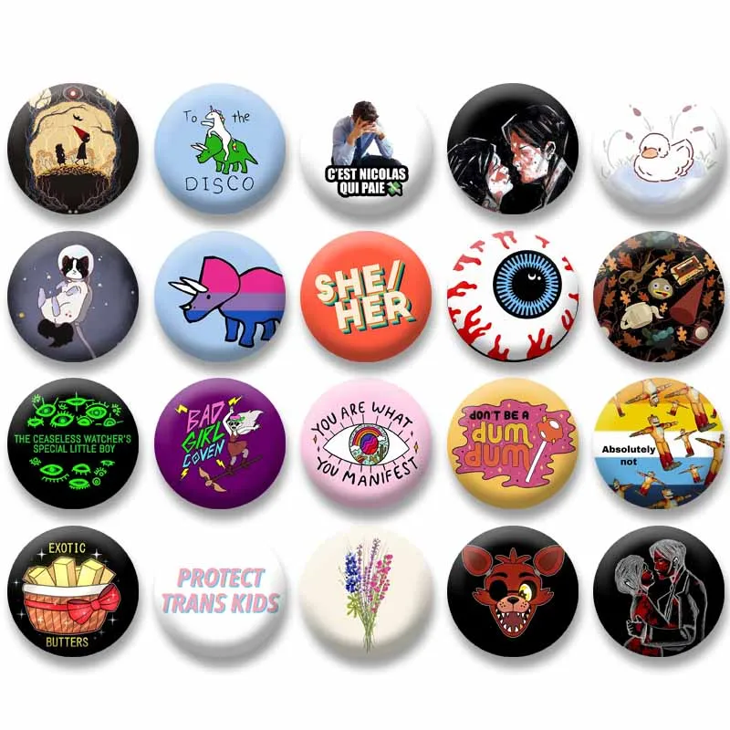 

Custom Duck Space Cat Button Badge Creative Funny Quotes Pins on Backpack Clothing Cosplay Accessories Jewelry Brooch Toys Gifts