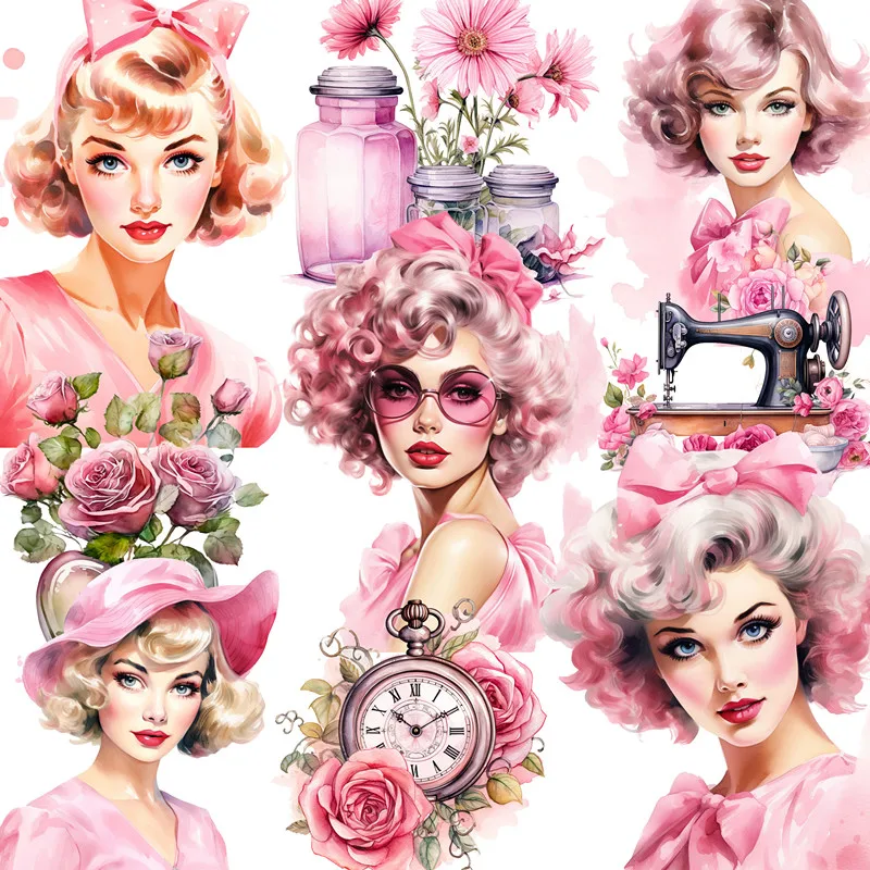Pink girl Stickers Crafts And Scrapbooking stickers kids toys book Decorative sticker DIY Stationery