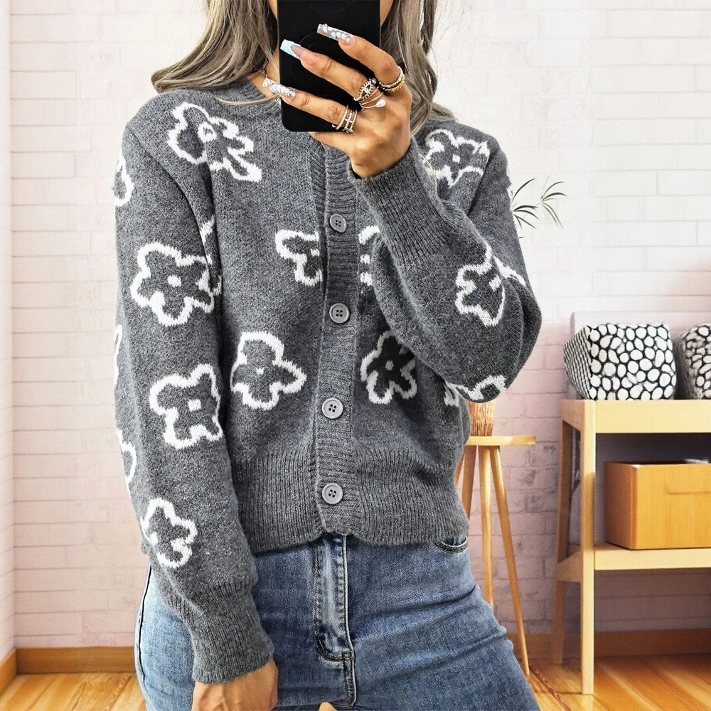 

Женский повседневный кардиган с длинными рукавами и круглым вырезом, открытая рубашка, модный стиль, осенне-зимняя одежда, прямая трубка, чистый цвет