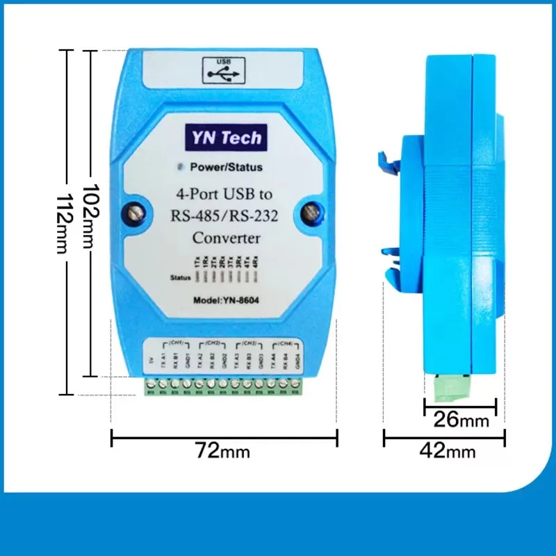 YN8604 USB to 4-port RS485/232 4-channel RS232 to USB serial port COM port conversion industry