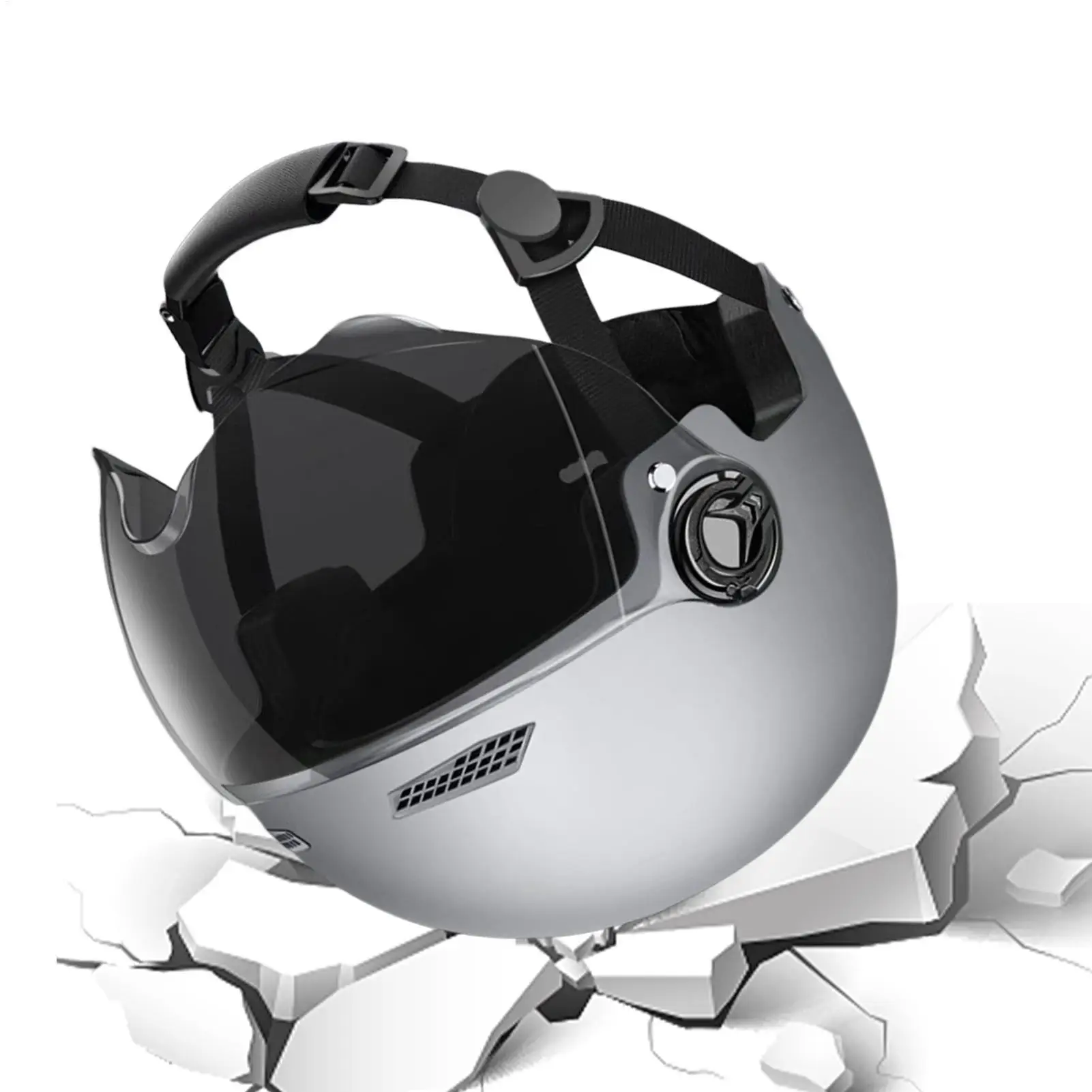 Fahrradhelm 3C-Zertifiziert für Männer, Frauen, Erwachsene und Kinder Cartoon-Elektrofahrrad-Motorrad-Halbhelm mit Schutzbrille – Detail 3