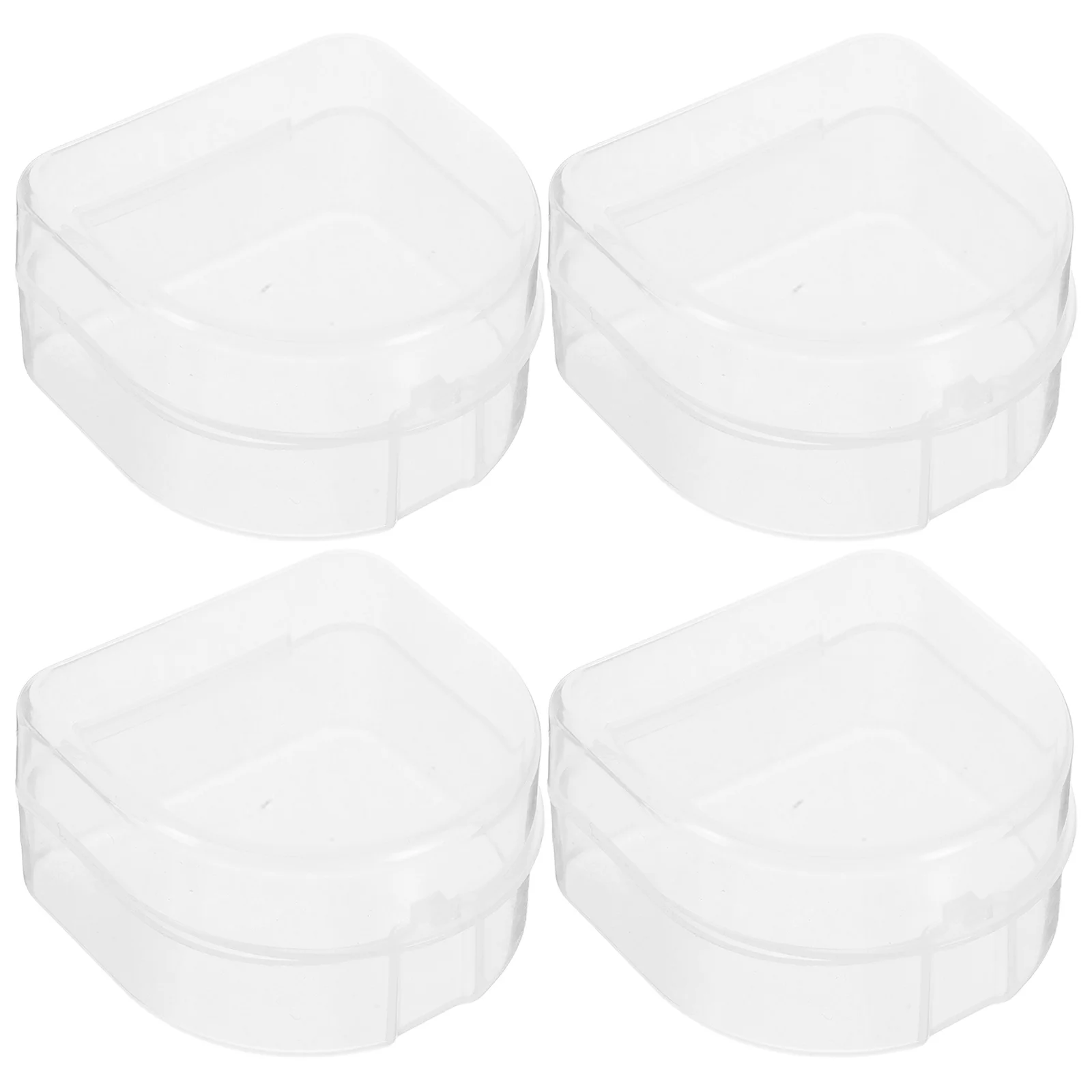 

4pcs Dentures Storage Box Clear Portable False Tooth Holder Travel Home Use Mouthguards Organizer Plastic Cases