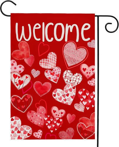 Valentines Garden Flag Love Mom Red Hearts 12X18 Valentine Garden Flags for outs UUI GGX