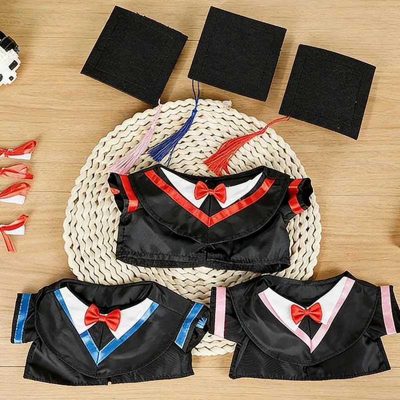 Multiple Colors Mini Graduation Cap Gown Outfit Costume Animal Doll Clothes Accessories Suit Fits 30cm Plush Bear