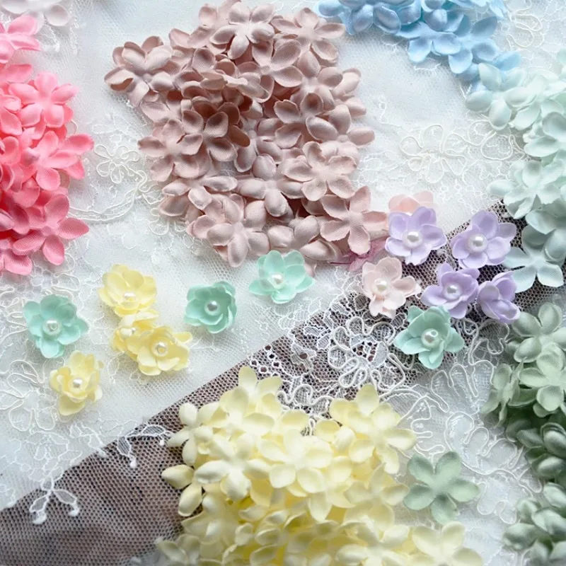 High Quality Wedding Decoration Makeup Petals, 3D Pleated Satin Mini Flowers, Handmade DIY Hair Accessories, Baby Clothes