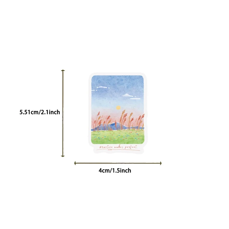 50PCS Kawaii Mountain Sea PET Sticky Sticker Aesthetic Tear Open DIY Decoration Scrapbooking Stationery Supplies