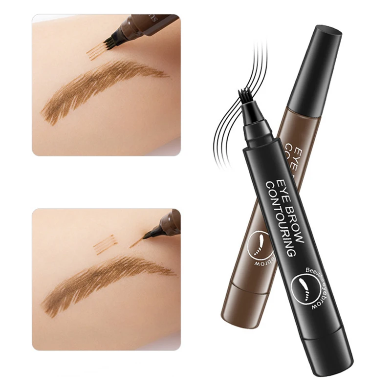 Crayon à sourcils liquide marron noir, 4 points, Microblading, rouge, imperméable, naturel, sauvage, tatouage, maquillage, cosmétique