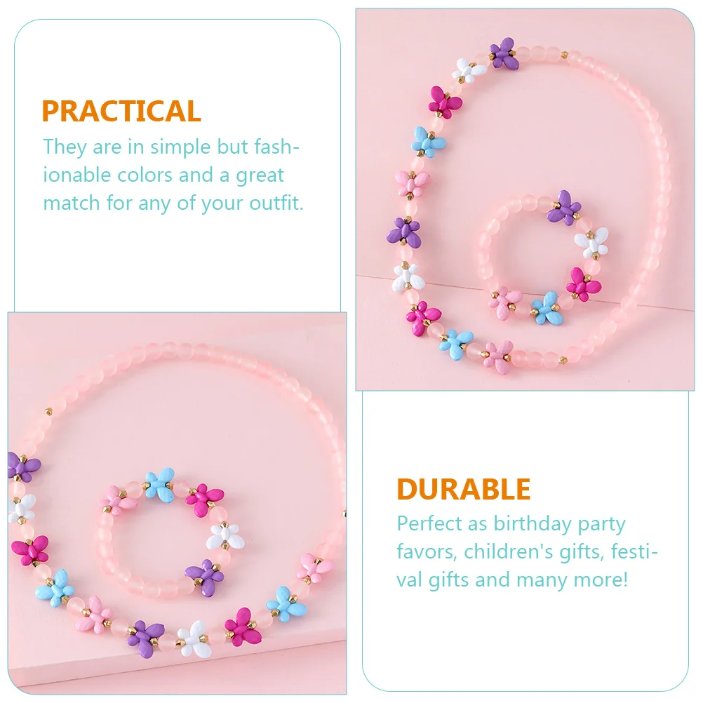 

2 Sets Beaded Necklace Bracelet Little Girls Jewellery Toddler Jewelry Children Bracelets Kids for Decorate
