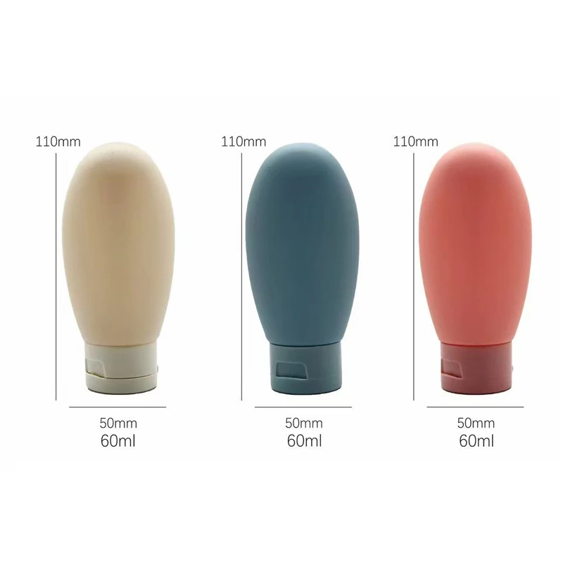 3Pcs 60ml 여행 병 세트 리필 용 병 소프트 크림 로션 샴푸 스퀴즈 튜브 빈 화장품 용기 메이크업 도구