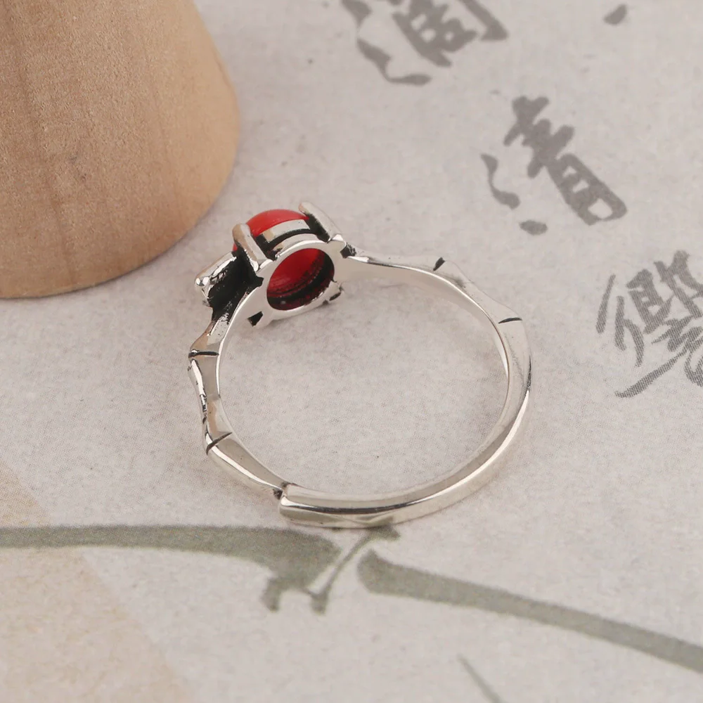 XIYANIKE خمر التايلاندية الفضة الحجر الأحمر قابل للتعديل خواتم الاصبع للنساء موضة جديدة مجوهرات نسائية هدية حفلة camiца #4