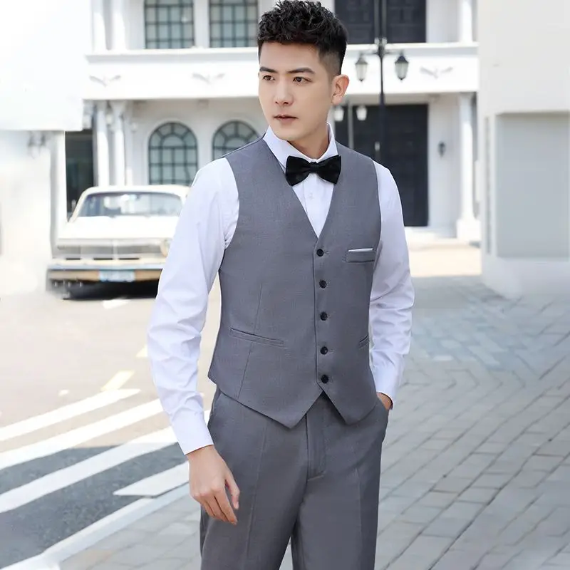 Summer Groomsmen Suit Set Lightweight 3 Piece Wedding Tuxedo with Shirt Vest for Men Matching Party Group Attire