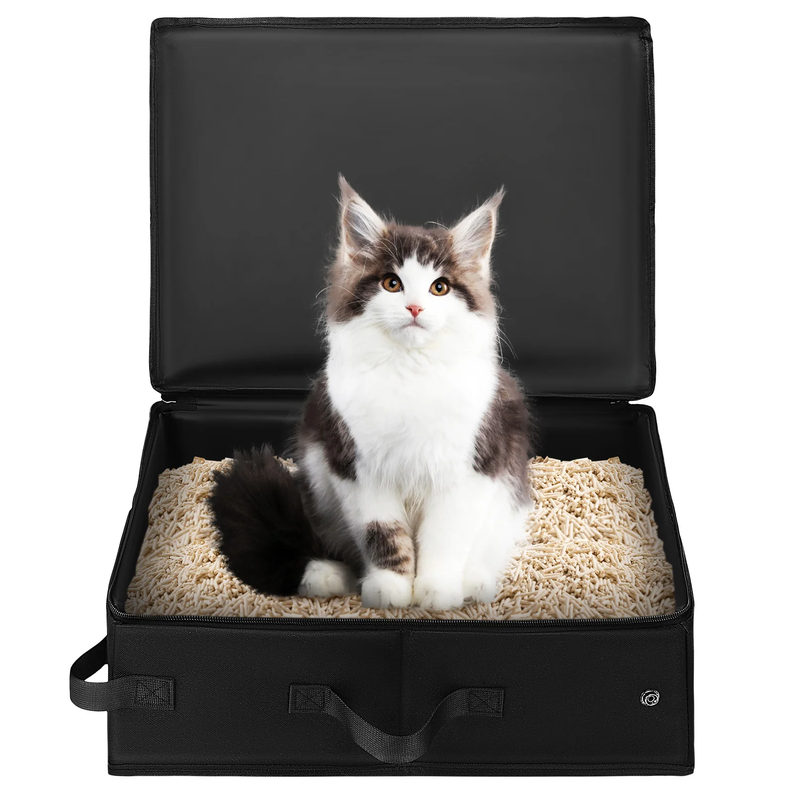 

Portable Cat Travel Litter Box Foldable Design with Handle Large Capacity Oxford Fabric Durable Travel Litter Box for Cats