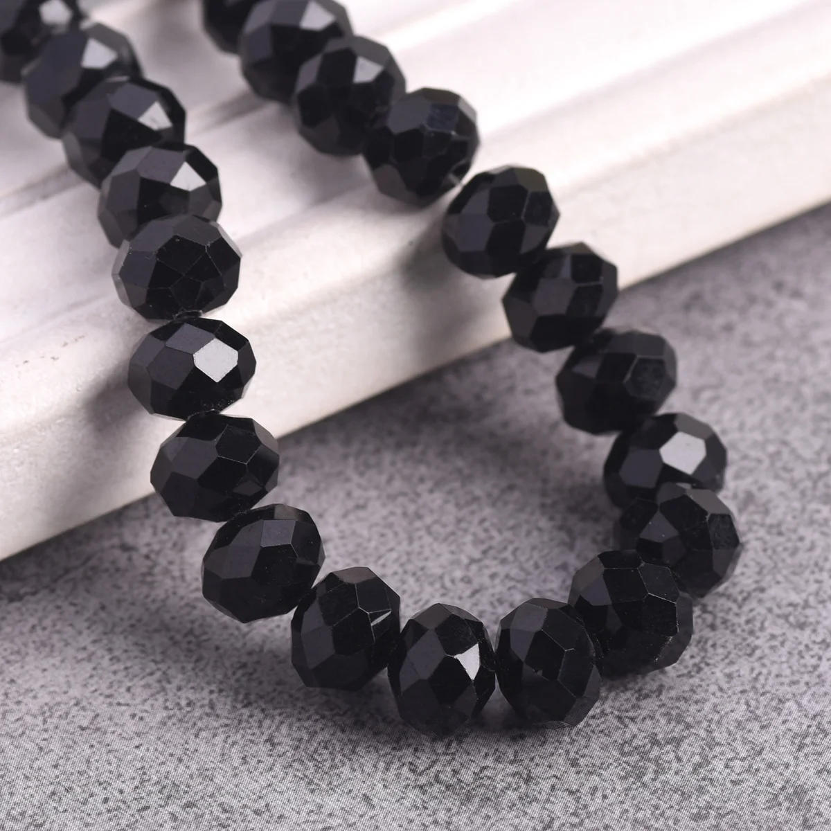 Black Color 3mm 4mm 6mm 8mm 10mm 12mm 14mm 16mm 18mm Rondelle Faceted Crystal Glass Loose Spacer Beads For Jewelry Making DIY